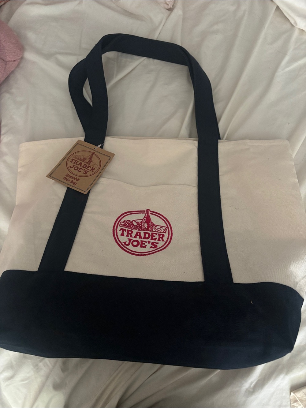 Trader Joe's Canvas Tote Bag in White and Black